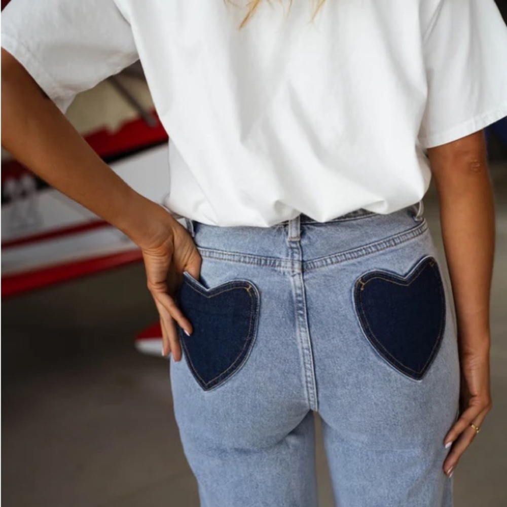 Blue Roseli heart pocket blue jeans NWT